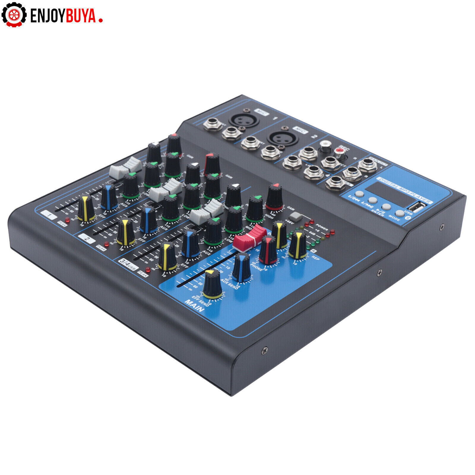 4-Channel Mixer Bluetooth Studio Audio Mixer DJ Live Sound Mixing Console USB