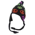 thumbnail image 1 of Top Headwear Peruvian Chullo Hat - Peace - Black, 1 of 2