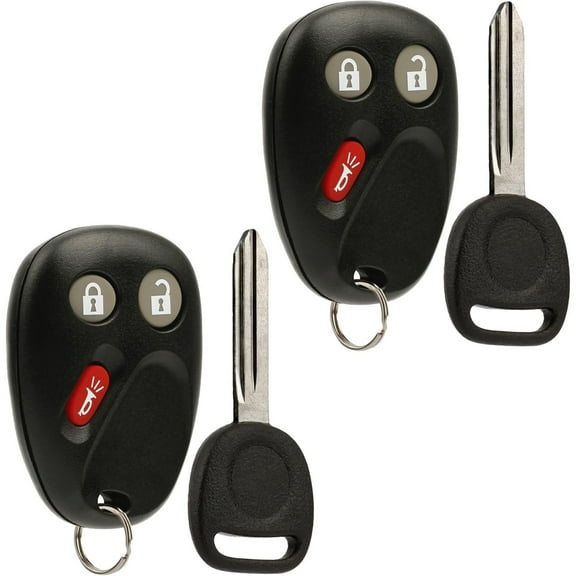 Key Fob Keyless Entry Remote with Ignition Key fits 2003-2006 Chevy Avalanche Equinox SSR Suburban Tahoe / Sierra Yukon / Hummer H2 / Pontiac Torrent / Saturn Vue (LHJ011), Set of 2