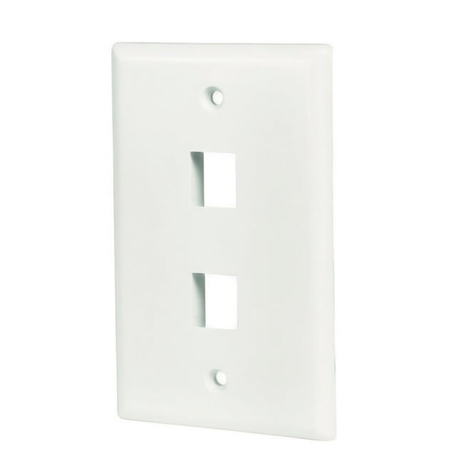 axGear 2 Port Keystone Wall Plate Single Gang Standard Size RJ45 Jack Modular Insert Cat5e Cat6 Ethernet Port White