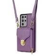 thumbnail image 6 of for Samsung Galaxy S21 Ultra Case Wallet with Shoulder Strap for Women - Crossbody Lanyard,Zipper Pocket,Credit Card Holder,Shockproof - Metal Buckle Closure Premium PU Leather Case, Purple, 6 of 10
