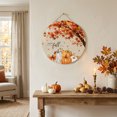 thumbnail image 2 of Welcome Sign for Front Door, Happy Fall Round Metal Wall Art Wreaths, Maple Tree Pumpkins Thanksgiving Farmhouse Outdoor Indoor Wall Hanging Sign for Porch Decor Housewarming Gifts 11.8 Inch, 2 of 8