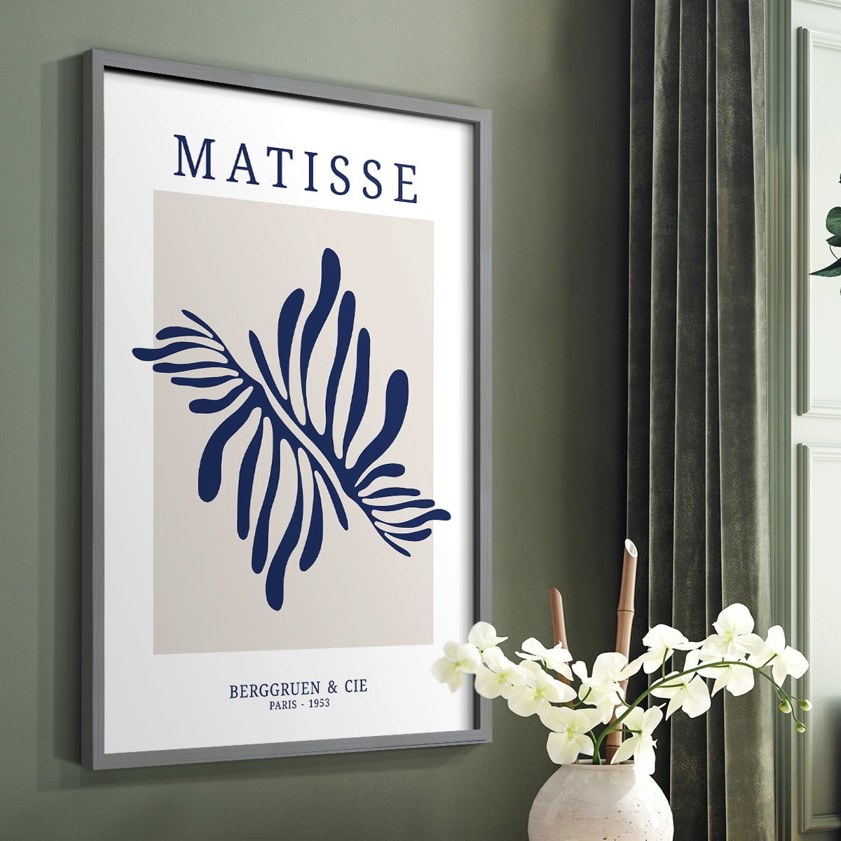 Matisse CDXI in Gray Solid Wood Framed Print No Nail Hanging