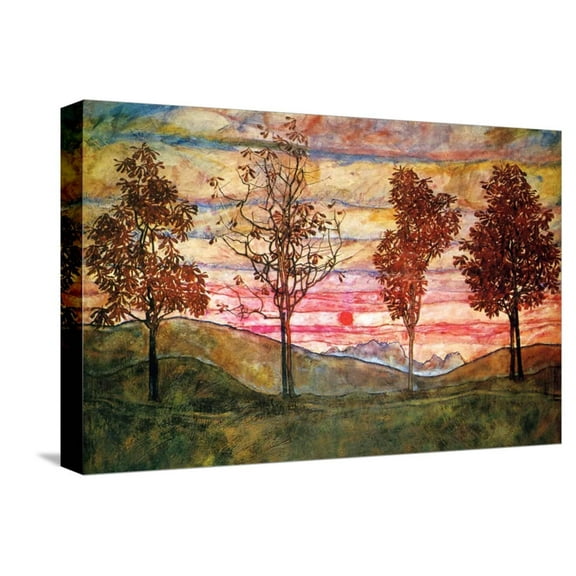 Art.com Four Trees Stretched Canvas Print Wall Art by Egon Schiele, 18" x 12"