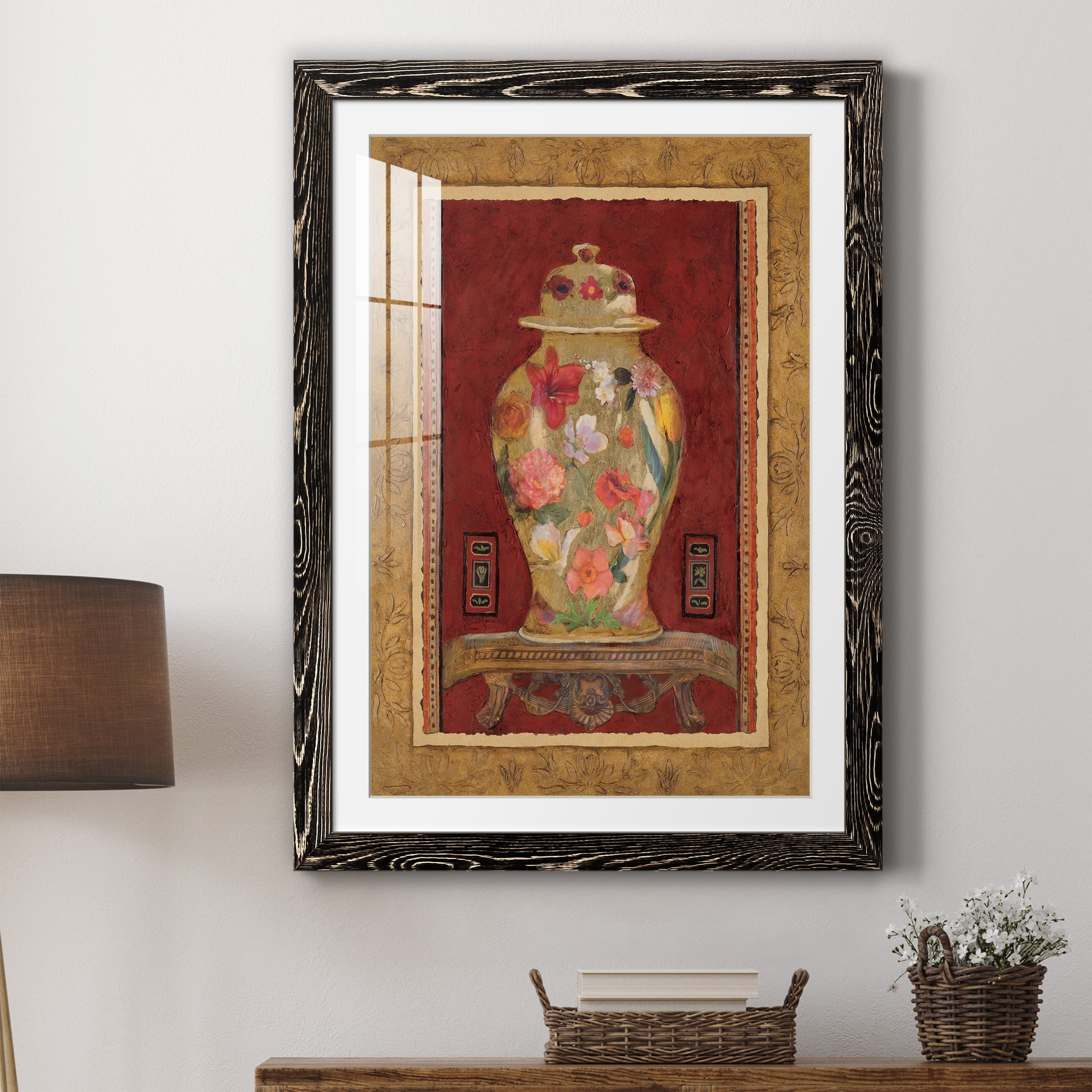 Romantic Urn I - Premium Framed Print - Distressed Barnwood Frame - Ready to Hang