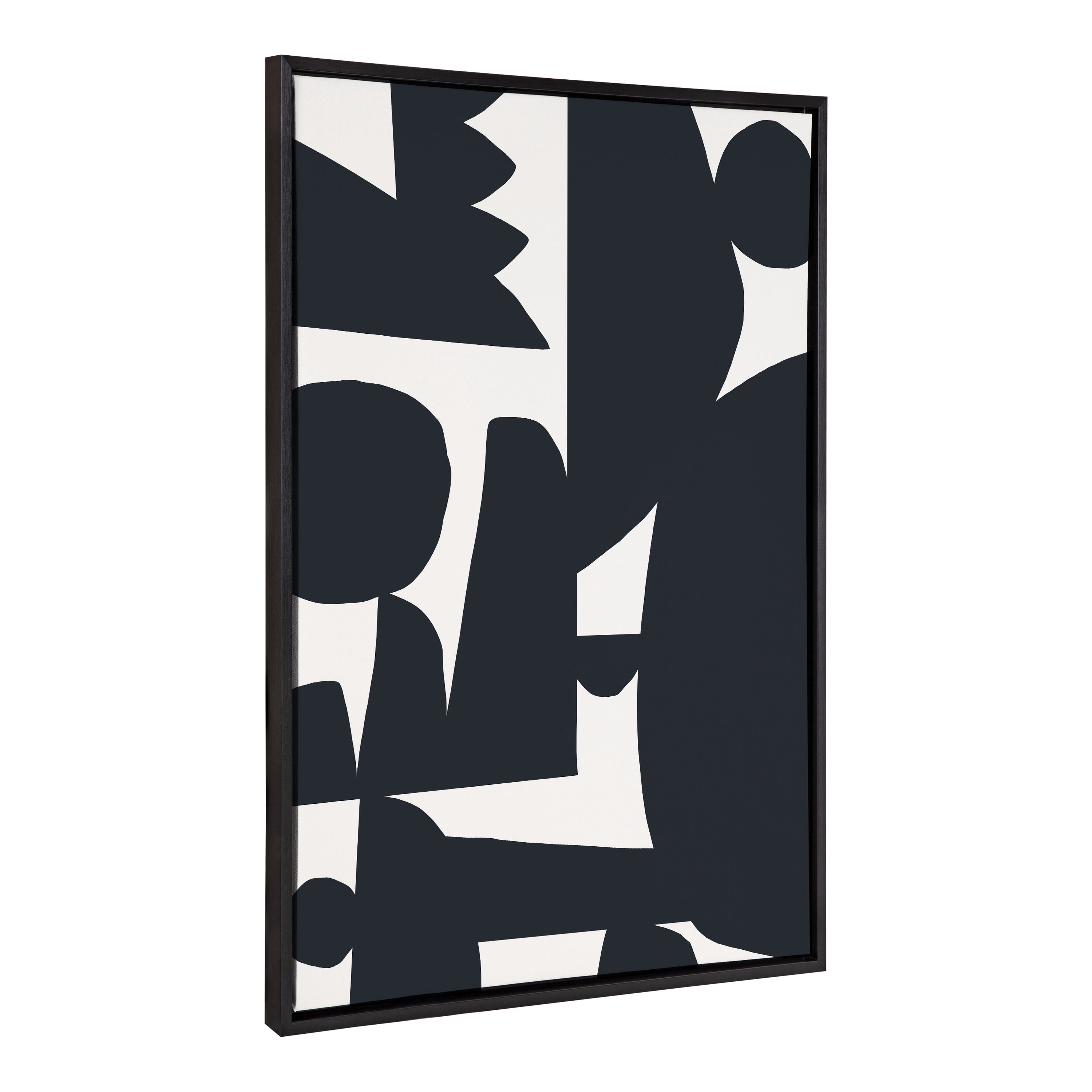 Kate and Laurel Sylvie Quiet Jungle 1 Framed Canvas Wall Art by Kelly Knaga, 28x38 Black, Modern Abstract Art for Wall