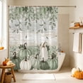 thumbnail image 4 of Sage Green Pumpkin Fall Shower Curtain, Waterproof Shower Curtains for Bathroom, Vintage Autumn Botanical Thanksgiving Washable Fabric Bathtub Curtain Set Bath Decor with 12 Hooks Standard 72"x72", 4 of 8