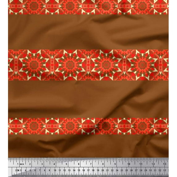 Soimoi Rayon Fabric Stripe & Mandala Kaleidoscope Fabric Prints by Yard 56 Inch Wide