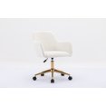 thumbnail image 6 of Modern Rolling Velvet Fabric Executive Office Chair with Adjustable Height and 360 Revolving, Swivel Accent Back Armchair with Wheels and Golden Base, Upholstered Vanity Chair, Ivory, 6 of 9