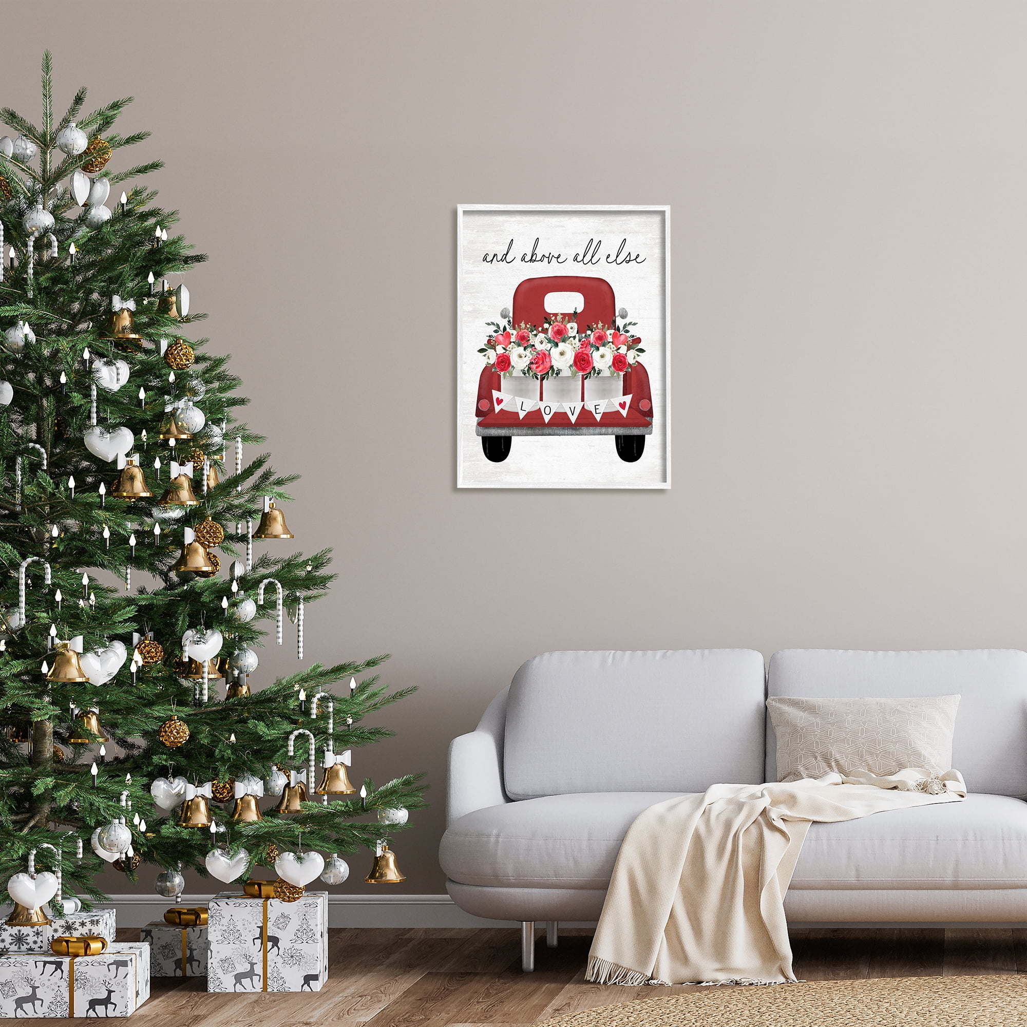 Stupell Industries Love Above All Else Truck Transportation Painting White Framed Art Print Wall Art, 24 x 30