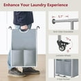 thumbnail image 6 of Laundry Sorter with Hanging Bar, 3 Section Rolling Laundry Hamper with Heavy Duty Lockable Wheels, Laundry Basket with Hanging Rack for Bedroom, 3 Gray, 6 of 8