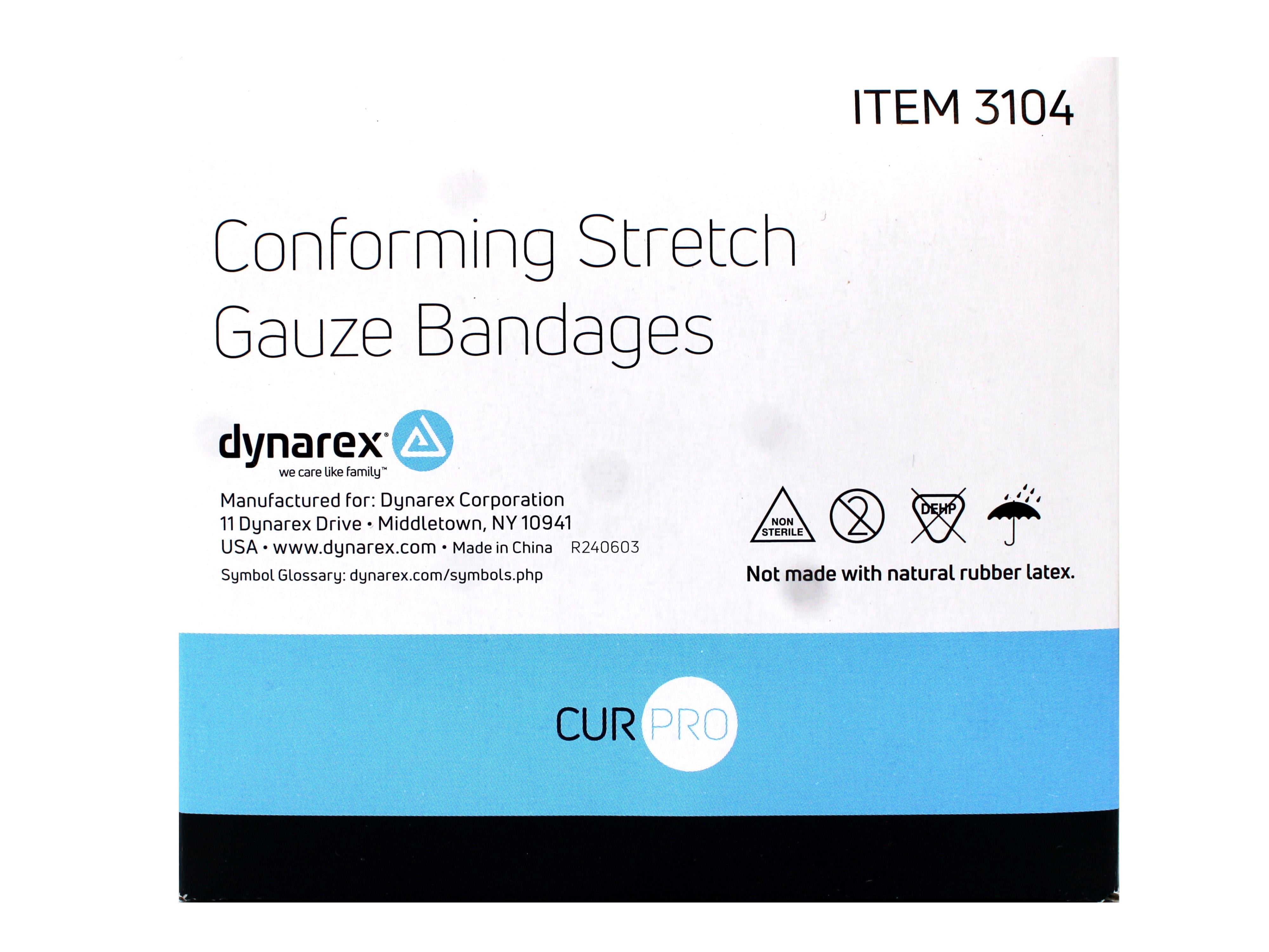8 Pack - Dynarex Stretch Gauze Bandages, 4" x 4.1 yd, Non-Sterile & Latex-Free, Wound Care in Medical and Home Environments, 12 Count