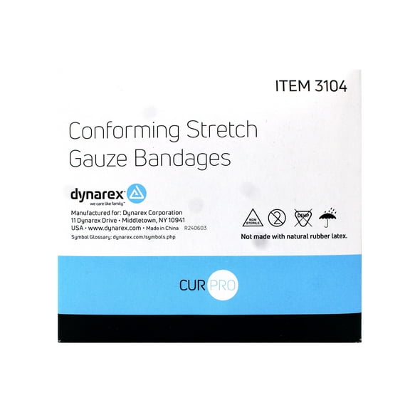 Dynarex Stretch Gauze Conforming Bandage, 4" x 4.1 Yards, 12 Count Box, 3104 - Case of 8