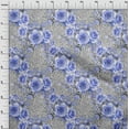thumbnail image 3 of oneOone Viscose Jersey Medium Purple Fabric Leaves & Rose Floral Fabric For Sewing Printed Craft Fabric By The Yard 60 Inch Wide, 3 of 5