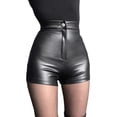 thumbnail image 1 of Shorts De Cuero Para Mujer Elástico Talle Alto Skinny Cómodo, 1 of 8
