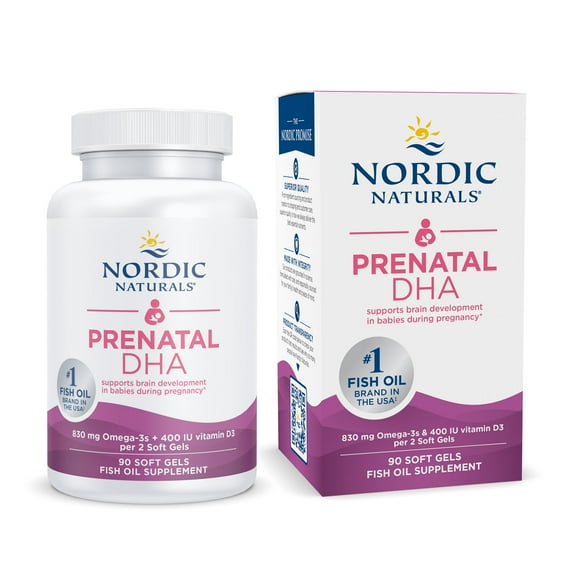 Nordic Naturals Prenatal DHA Softgels, Unflavored, 830 mg, Non-GMO, 90 Ct