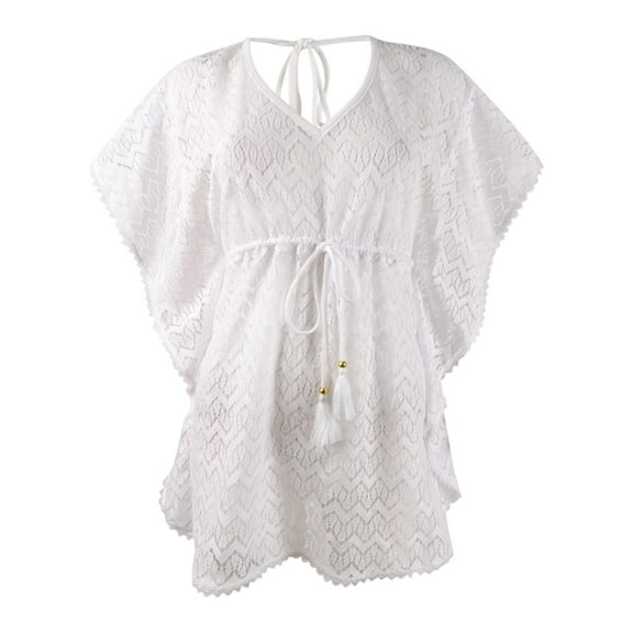 Miken Women's Crochet Caftan Swim Top Cover-Up