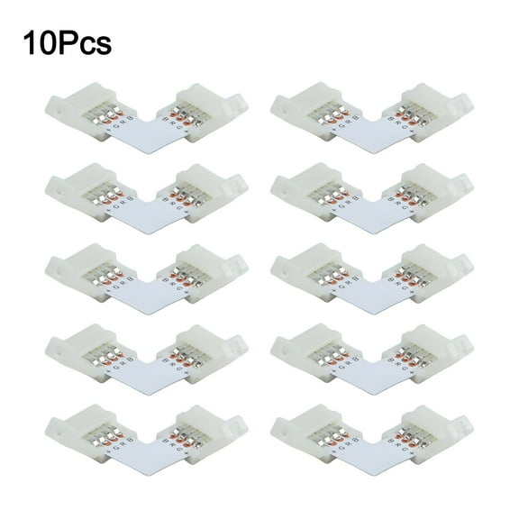 20Pcs L-Shaped 4Pin 10Mm Rgb Led Connector Kit 90 Degrees Corner Connection