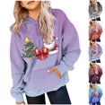 thumbnail image 4 of SwiftWear Christmas Hoodies for Kids Boy Girl Santa Claus Print Drop Shoulder Sweatshirt Fall Winter Tops Clothes, Hot Pink, 4 of 4