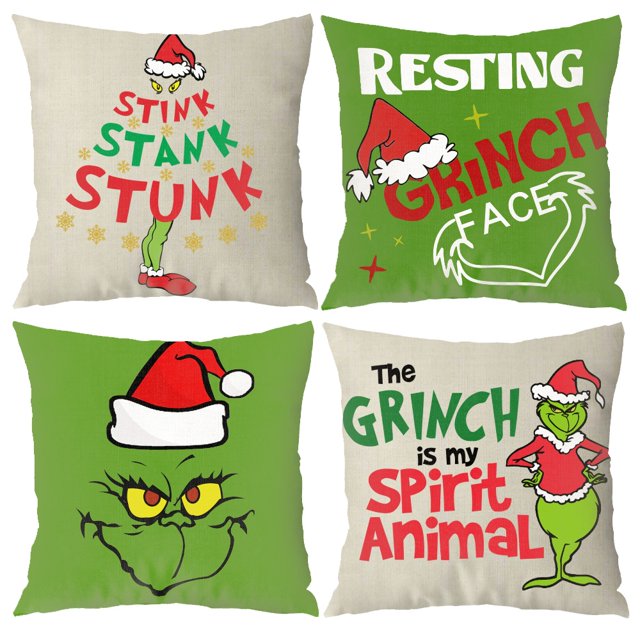 Christmas Throw Pillow Cover Pillow Cases Set of 4, Christmas Throw