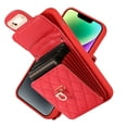 thumbnail image 2 of Wallet Case Designed for iPhone 15, with 6 Card Holder Slots RFID Blocking Shoulder Wallet Case Crossbody Strap Shockproof Leather Kickstand Phone Case For iPhone 15, Red, 2 of 11
