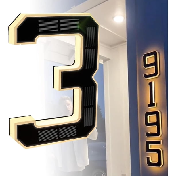 Solar-powered Digital Doorplate Waterproof LED Address Number Sign