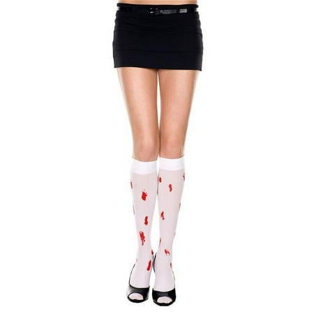 

Music Legs 5551-WHITE-RED Bloody Knee High Socks White & Red