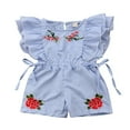 thumbnail image 1 of Newborn Baby Girl Flower Stripe Ruffle Sleeveless Romper Embroidery Jumpsuit Outfits Clothes, 1 of 7