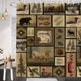 thumbnail image 3 of Rustic Lodge Shower Curtain, Cabin Retro Bear Moose Lodge Vintage Farmhouse Shower Curtain Sets, Wild Duck Leaves Mountain Hill Retro Decor Barhroom Curtain with Hooks, 72X72in, 3 of 5