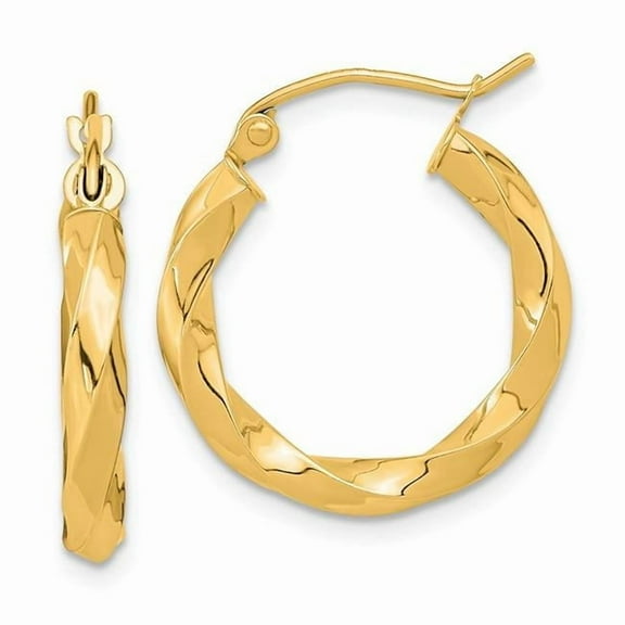 Primal Gold 10 Karat Yellow Gold 3mm Twisted Hoop Earrings