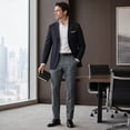 thumbnail image 4 of AZoiNM Men's Slim Fit Dress Pants Flat Front Business Casual Trousers 4 Pocket Polyester Viscose Blend, 4 of 14