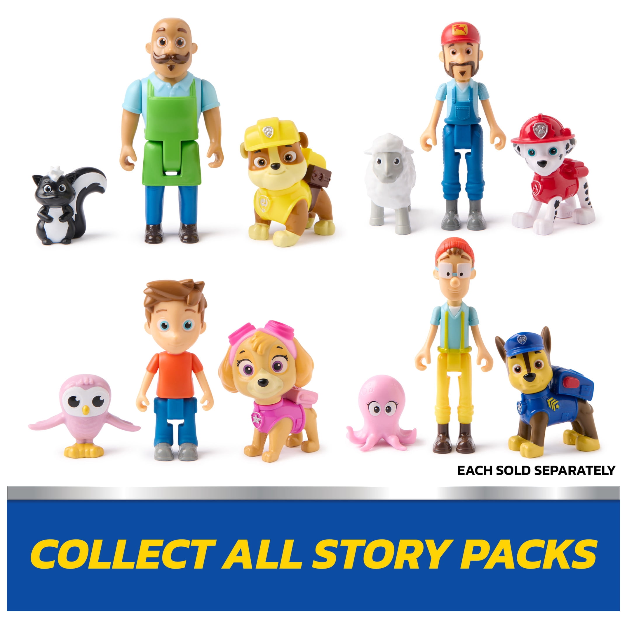 PAW Patrol Rubble & Mr. Porter Figure Pack with Skunk Toy Figure, for Kids 3+
