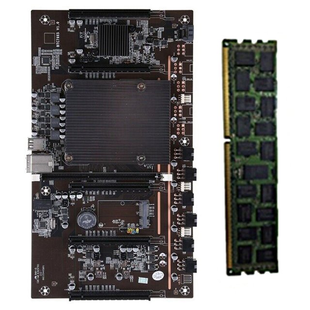Placa base para minería BTC X79 H61 con memoria RECC DDR3 de 4 GB, compatible con LGA 2011 DDR3, tarjeta gráfica 3060 3080, color negro
