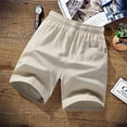 thumbnail image 5 of Summer Shorts Men Solid Casual Shorts Men 100% Cotton Cargo Shorts Brand Beach Shorts Cotton Linen Boardshort Asia Size 9XL 022, 5 of 6