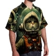 thumbnail image 2 of Retro Cat Men's Short Sleeve Poplin Shirt, Casual Printed Beach Button Down Summer Unisex Shirts, 2 of 6