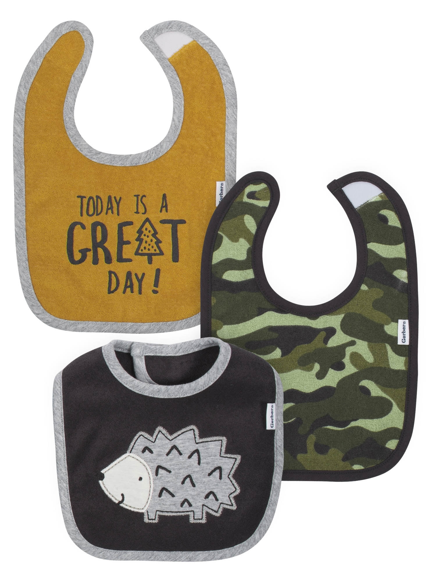 Gerber Cotton Drool Baby Bib, 3pk, Orange and Black, Boys