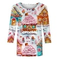 thumbnail image 5 of Inleife Christmas Prints Top for Women Fashion Printed T-Shirt 3/4 Sleeves Blouse Women's Round Neck Casual Tops, 5 of 5