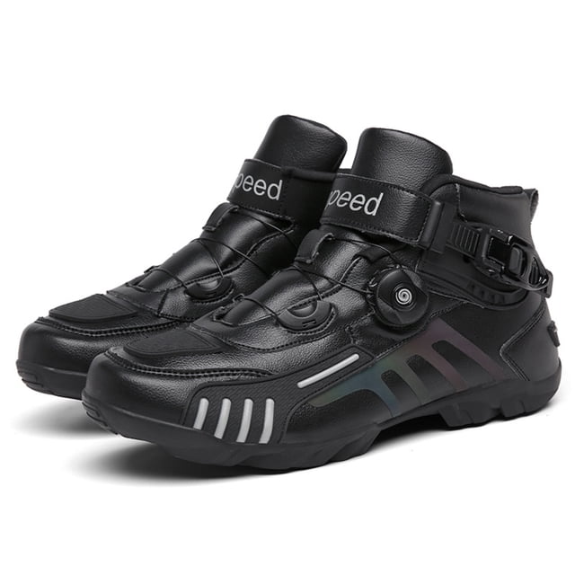 Botas de moto y zapatos de moto para todas las estaciones para hombre y mujer.,Plata negra,37
