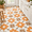 12x12 Inch-Retro Orange Floral, variant on 12x12 Inch Retro Floral Terracotta Peel and Stick Vinyl Flooring Tiles
