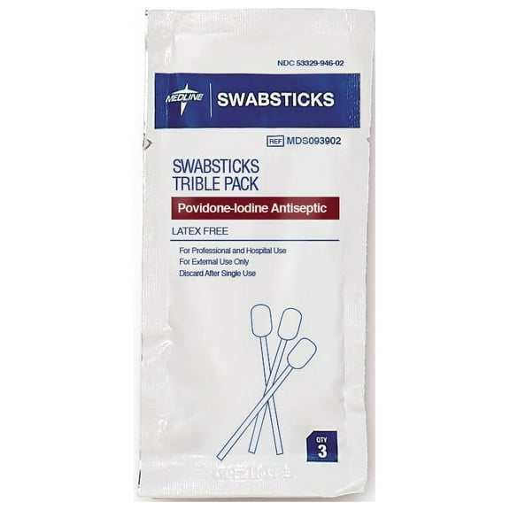 Medline Povidone Iodine Swabsticks, Triples - 750 Per Case