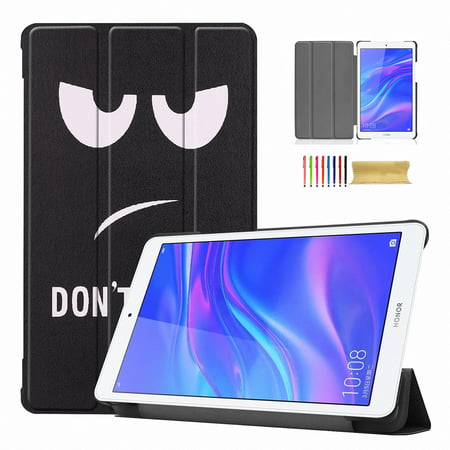 Huawei MediaPad T5 8.0 Case, Allytech Premium PU Leather Multi Angle Stand Ultra Slim Lightweight Shockproof Protective Folio Flip Anti-Scratch Case Cover for Huawei MediaPad T5 8.0, Don't Touch