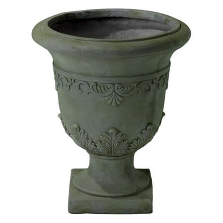 Moroccan 20 in. Grey with Green Moss Urn Planter