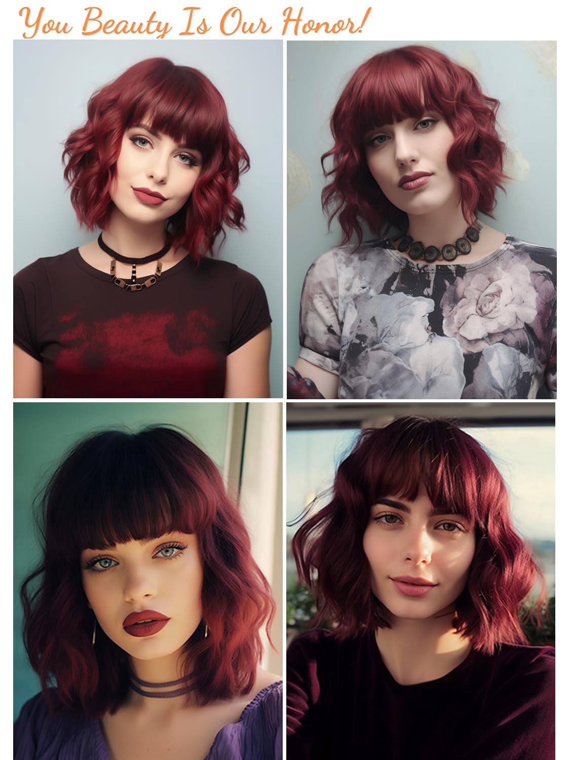 DOPI Short White Silver Wigs for Women Ombre Grey Wavy Bob Wig with Bangs Medium Length Synthetic Hair Water Wave Dark Roots Wig Gray Colorful Wigs（12 Inches）