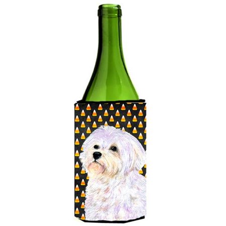 

Maltese Candy Corn Halloween Portrait Wine bottle sleeve Hugger - 24 Oz.