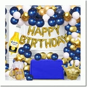 Golden Age Fiesta Kit: Navy Blue Birthday Decor for Men & Women with Happy Birthday Banner, Corona Beer Balloon Garland - Perfect for 16th to 60th Birthdays!