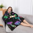thumbnail image 5 of Oversized Wearable Blanket Hoodie,Purple Mushroom Star Black Pattern Sherpa Blanket Hoodie with Super Pockets,Super Warm Fuzzy Pullover for Women & Men, 5 of 6