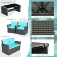 thumbnail image 6 of Patiojoy 4-Piece Rattan Wicker Patio Outdoor Furniture Sofa Set with Cushions & Tempered Glass Table Turquoise, 6 of 10