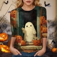 thumbnail image 2 of Godom Halloween T Shirts for Womens 3/4 Sleeve Shirt Crewneck Basic Tees Soft Loose Fit Fall Outfits Fashion Tops 2025, 2 of 6