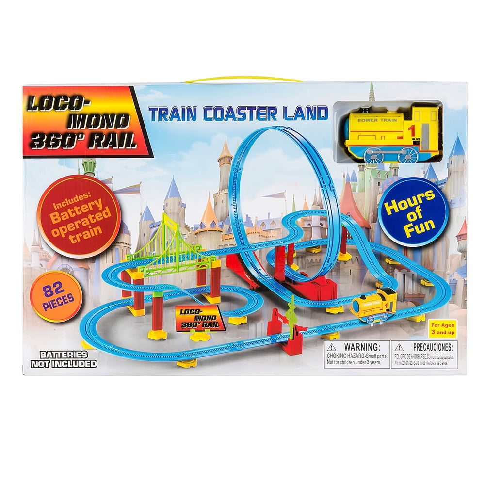 Blue Block Factory High Speed Roller Coaster Bullet Train Set Battery Powered Railway Building Play Set