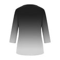 thumbnail image 5 of Olyvenn 3/4 Length Sleeve Womens Tops 2025 Spring Keyhole V Neck Casual Gradient Tunic T Shirts Summer Trendy Boho Floral Blouses Black XL, 5 of 6